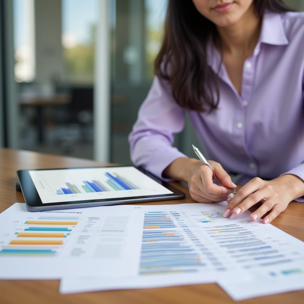 Analisi di una bolletta energetica su un tavolo di lavoro