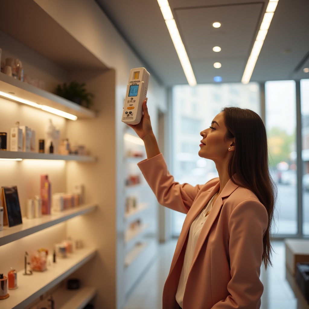 Verifica dell'illuminazione in un locale commerciale